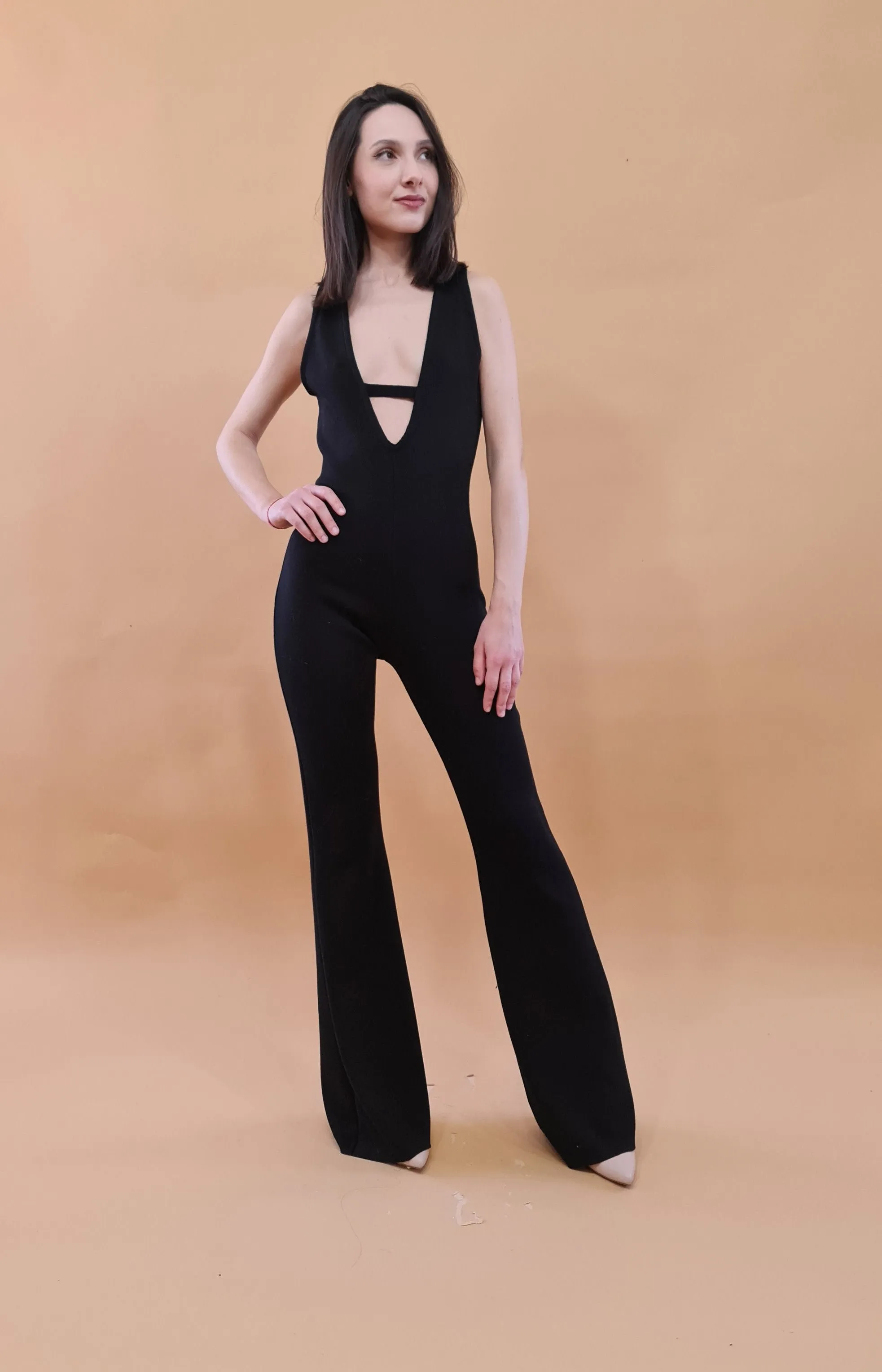 Silenzio Merino Wool Deep V Jumpsuit