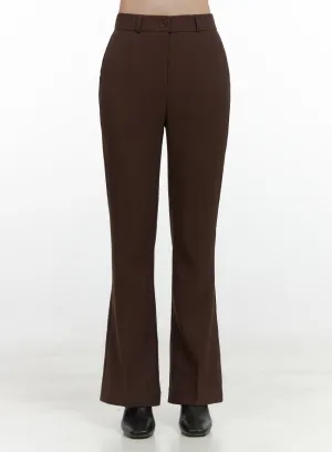 Sleek Solid Flared Trousers OS423