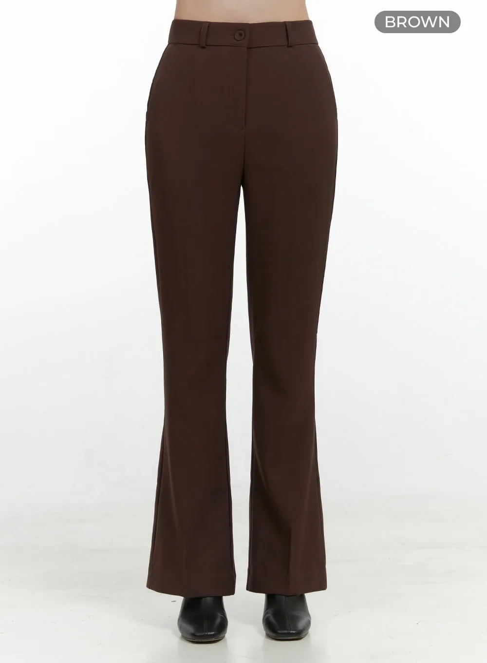 Sleek Solid Flared Trousers OS423