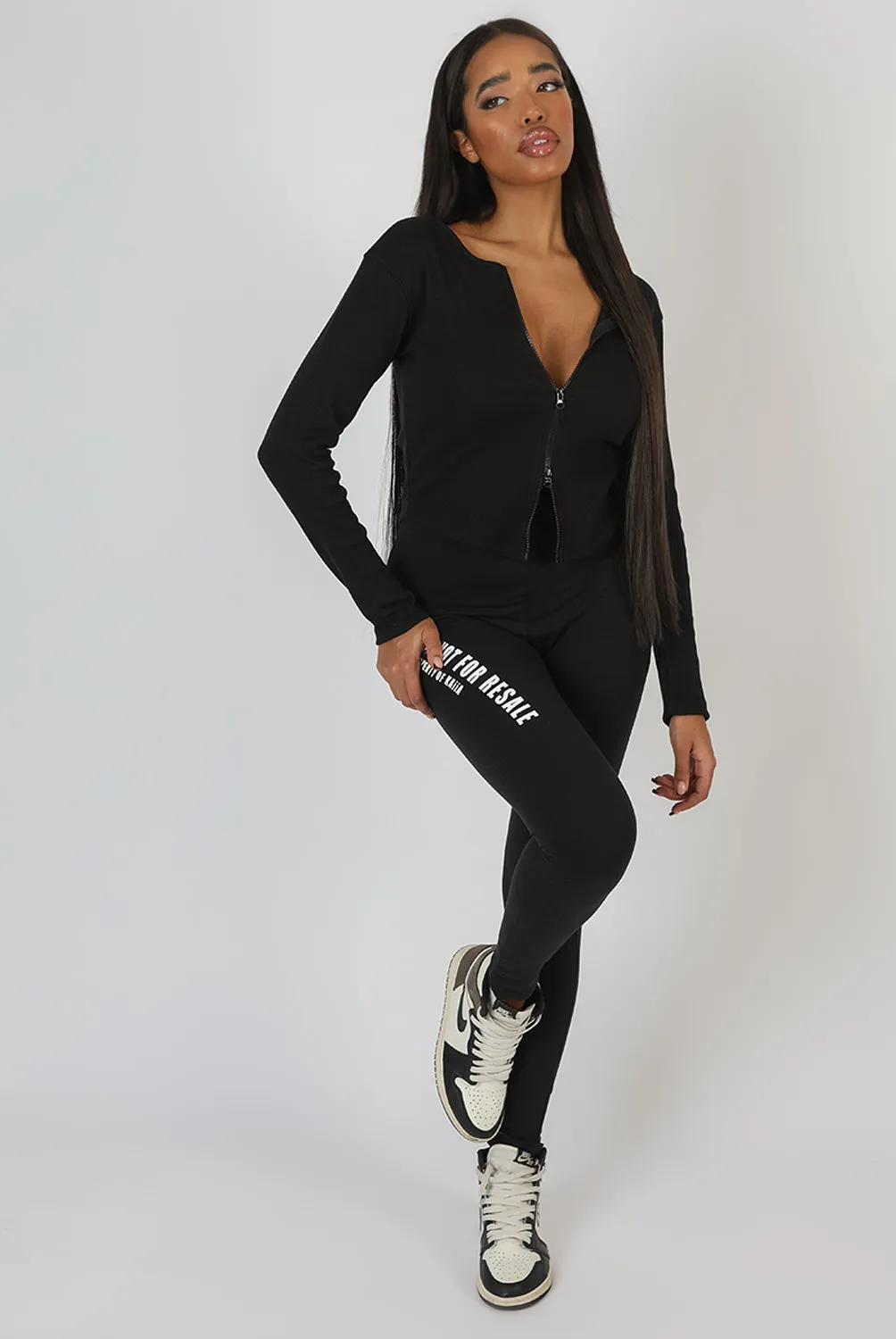 Slogan Legging Black