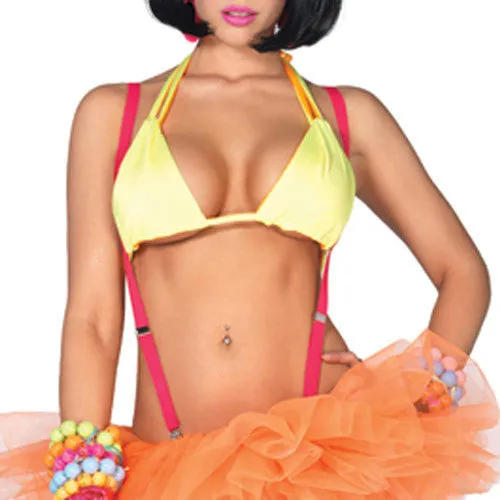 Spandex Reversible Bikini Top - Yellow/Orange