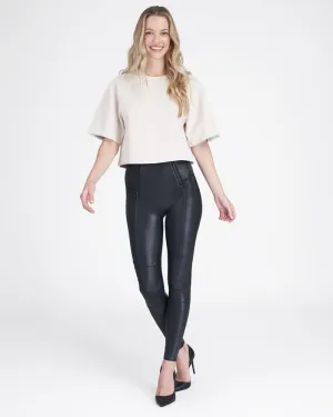 Spanx - Faux Leather Hip Zip Leggings in Very Black