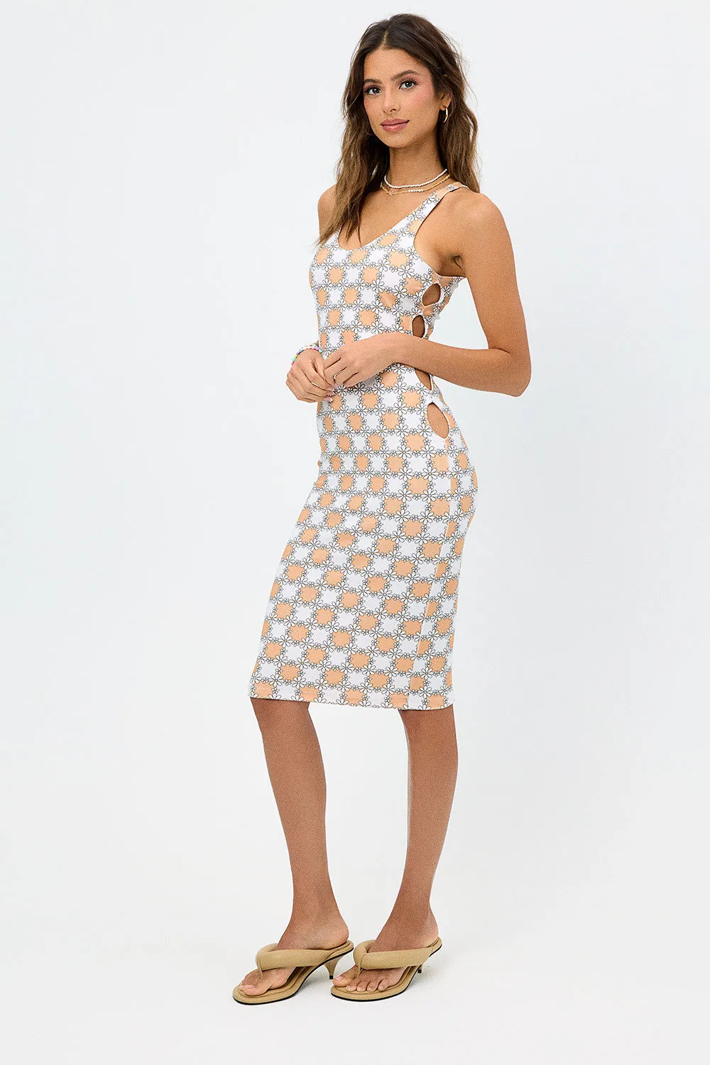 Sterling Terry Midi Dress - Nude Daisy