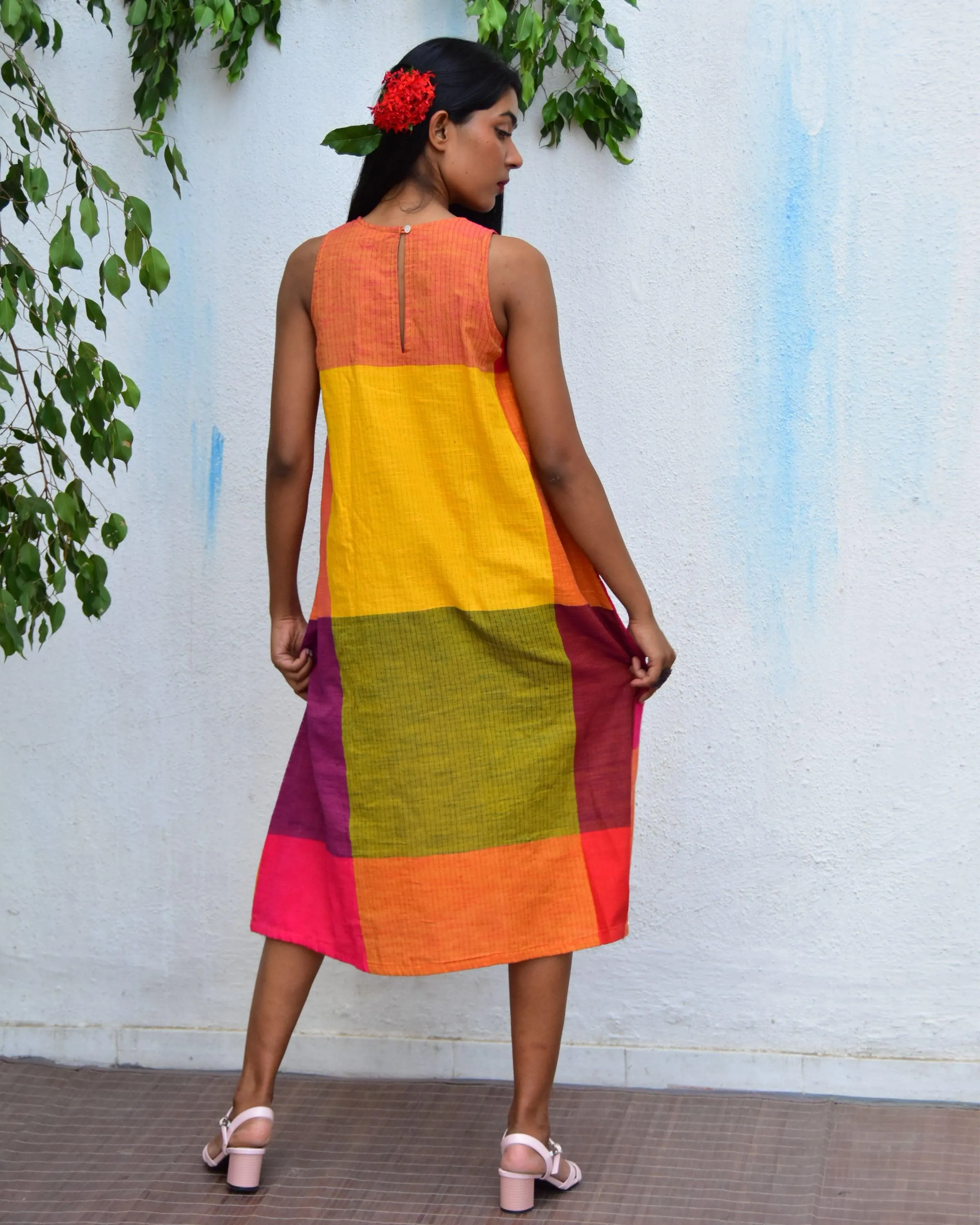 Summer Skies Handwoven Cotton Dress - Rc