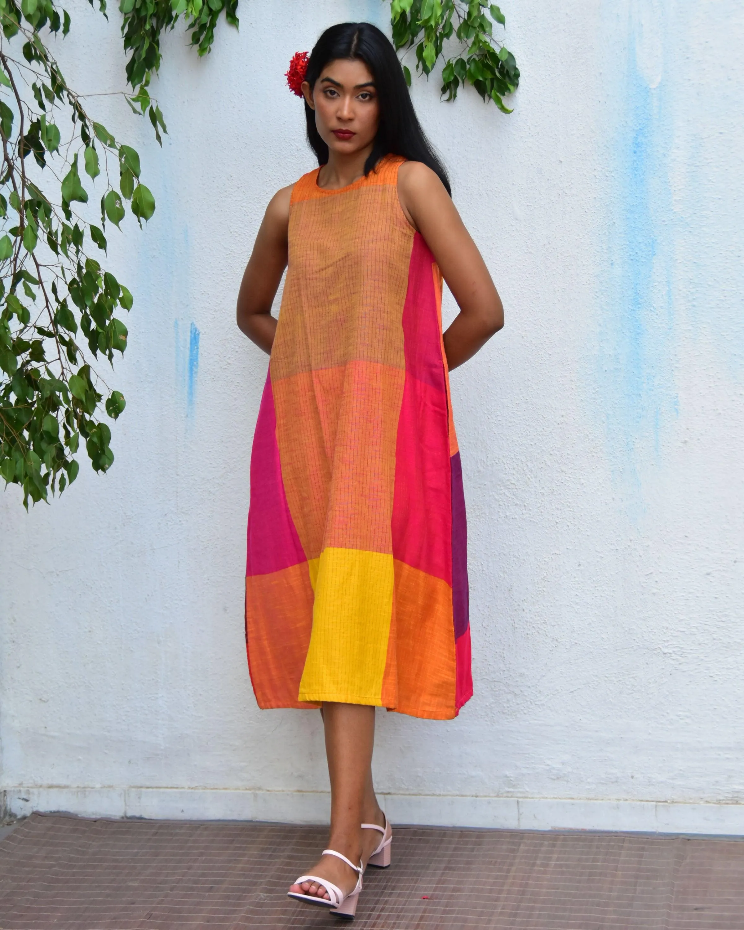 Summer Skies Handwoven Cotton Dress - Rc