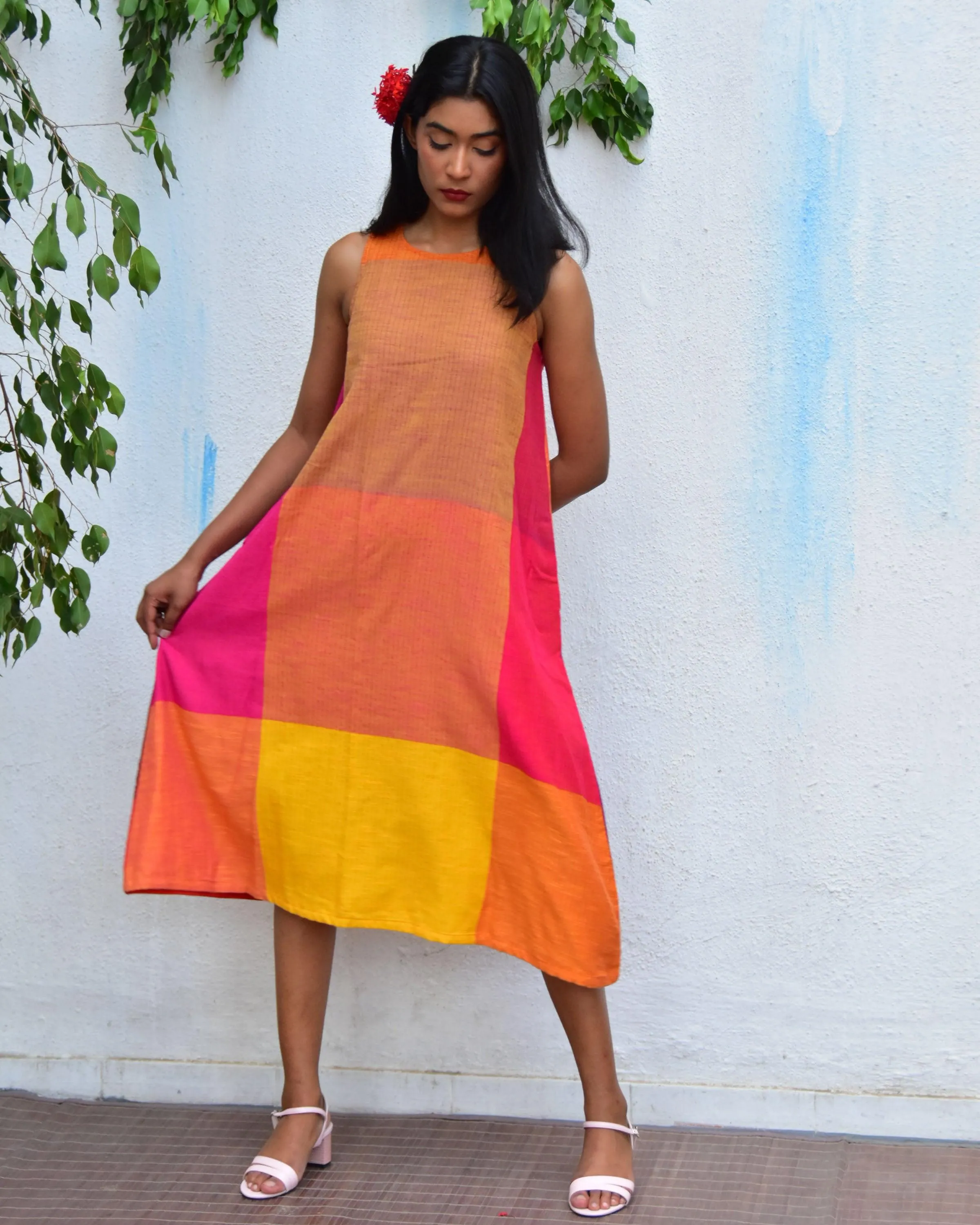 Summer Skies Handwoven Cotton Dress - Rc