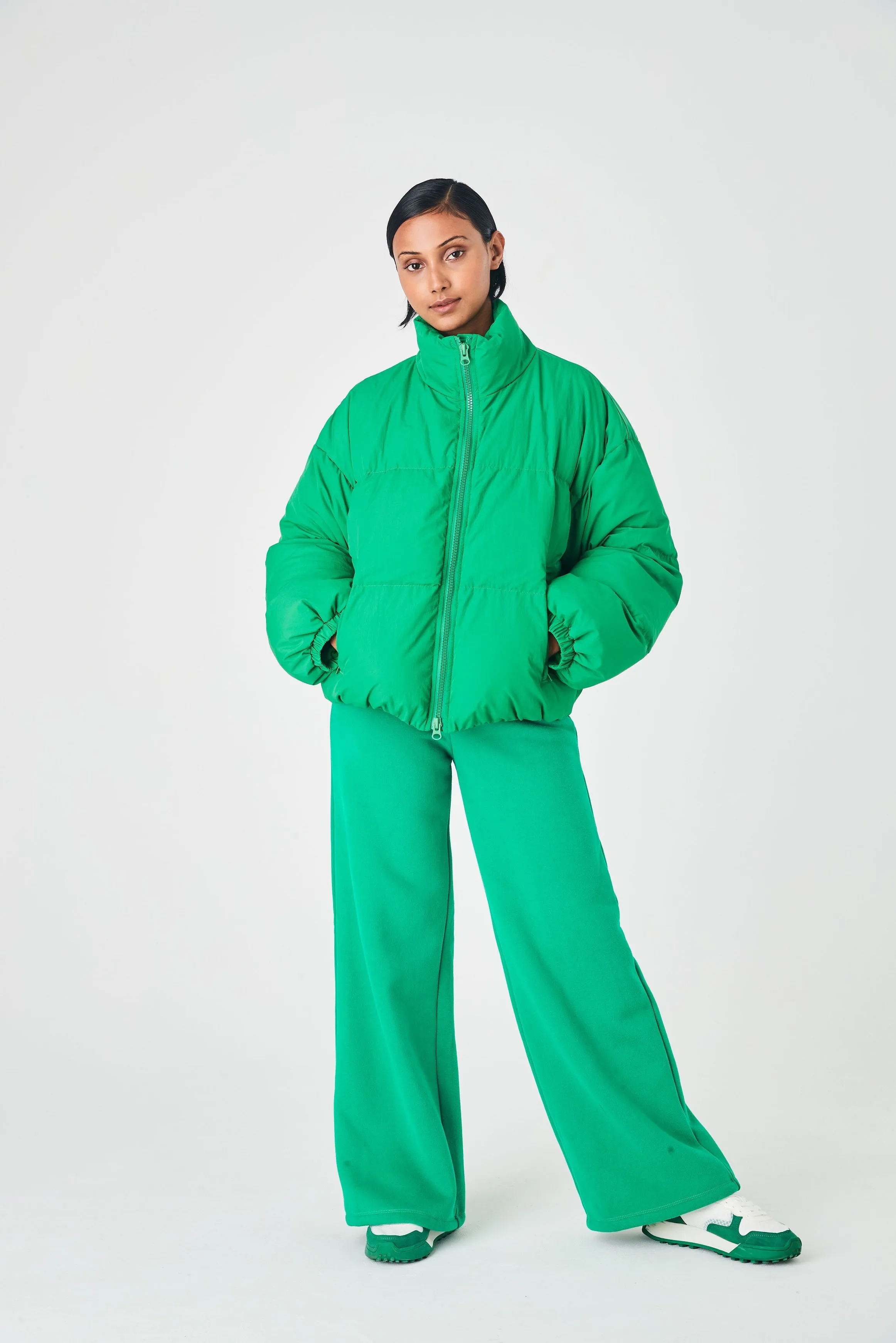 SUMMI SUMMI Womens Puffer Bomber Jacket Green