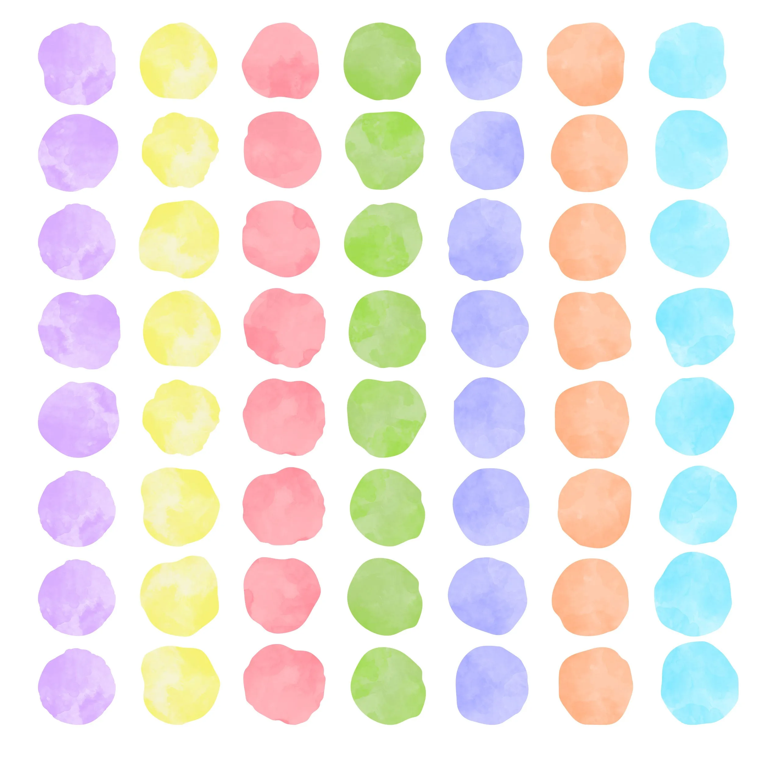 Watercolor Polka Dot Wall Decals - Pastel Rainbow Colors