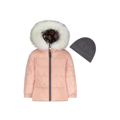 Weathertamer Toddler Girls Puffer Jacket with Hat, Set of 2