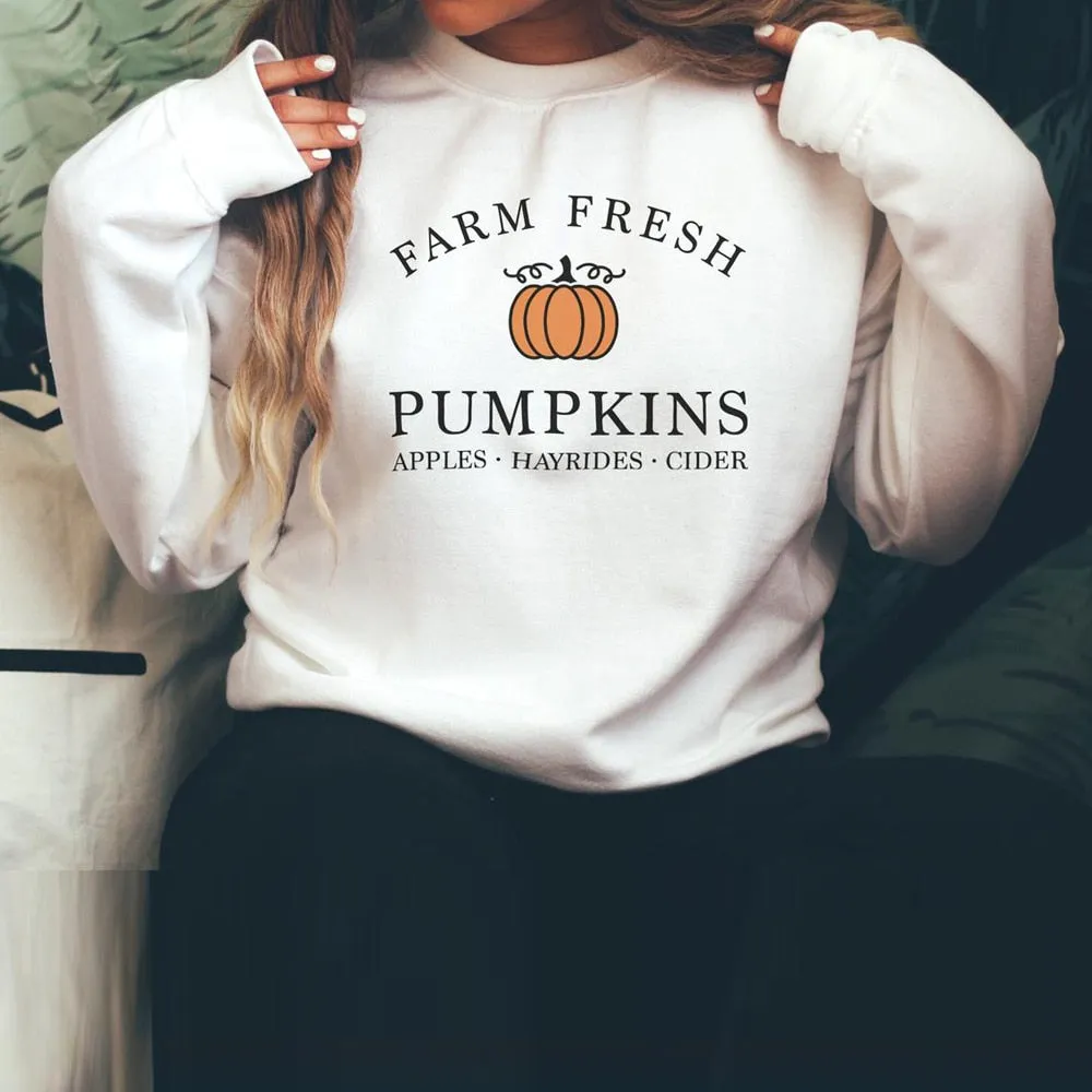 Wenkouban Halloween Costume Vintage Pumpkin Patch Halloween Crewneck Pullovers Harajuku Hoodie Women Fall Sweatshirt Farm Fresh Pumpkins Sweatshirts