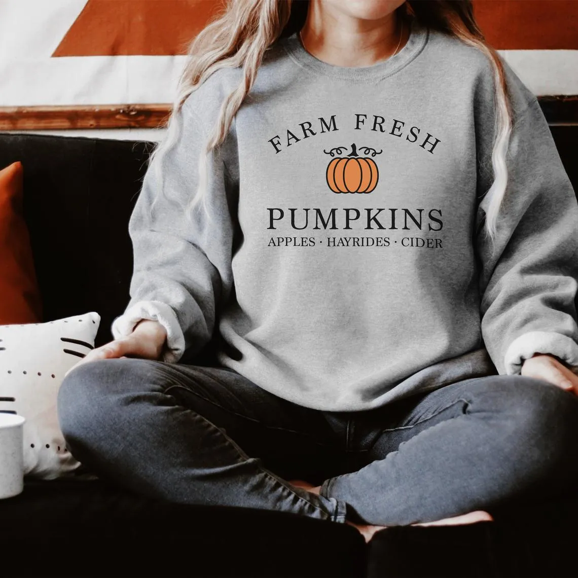 Wenkouban Halloween Costume Vintage Pumpkin Patch Halloween Crewneck Pullovers Harajuku Hoodie Women Fall Sweatshirt Farm Fresh Pumpkins Sweatshirts