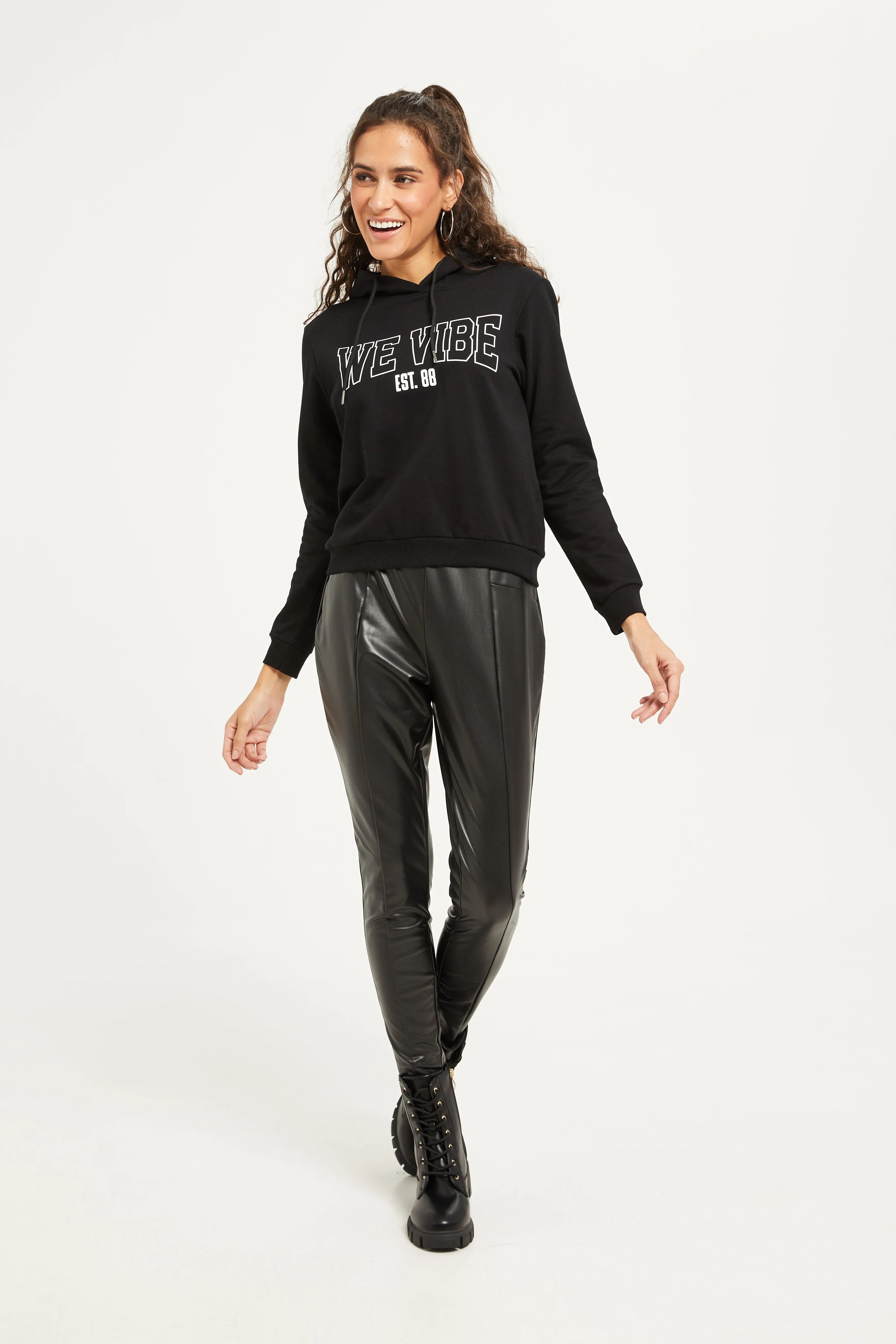 Women Black We Vibe Printed Sweatshirt