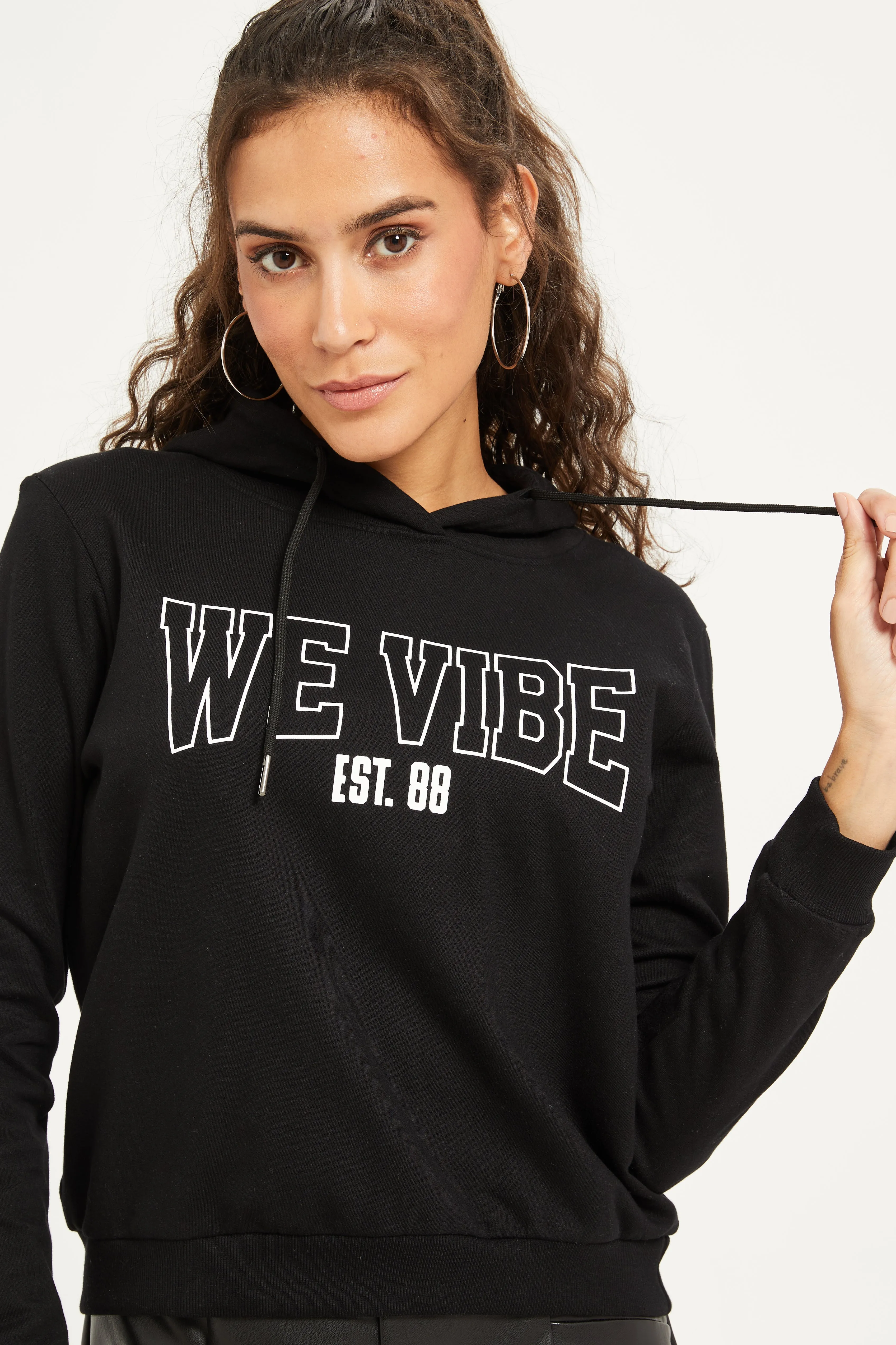 Women Black We Vibe Printed Sweatshirt