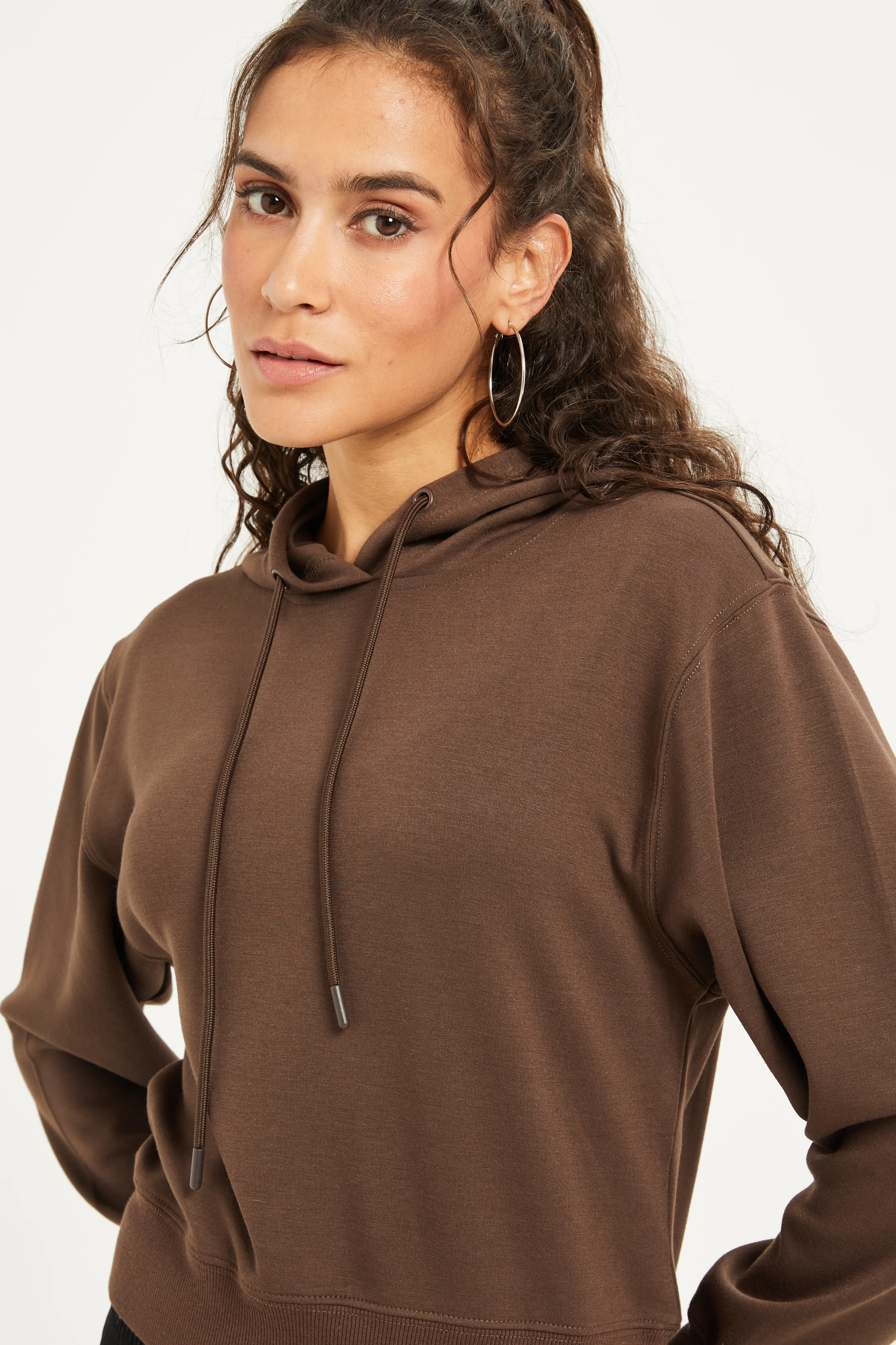 Women Brown Hooded Sweatshirt