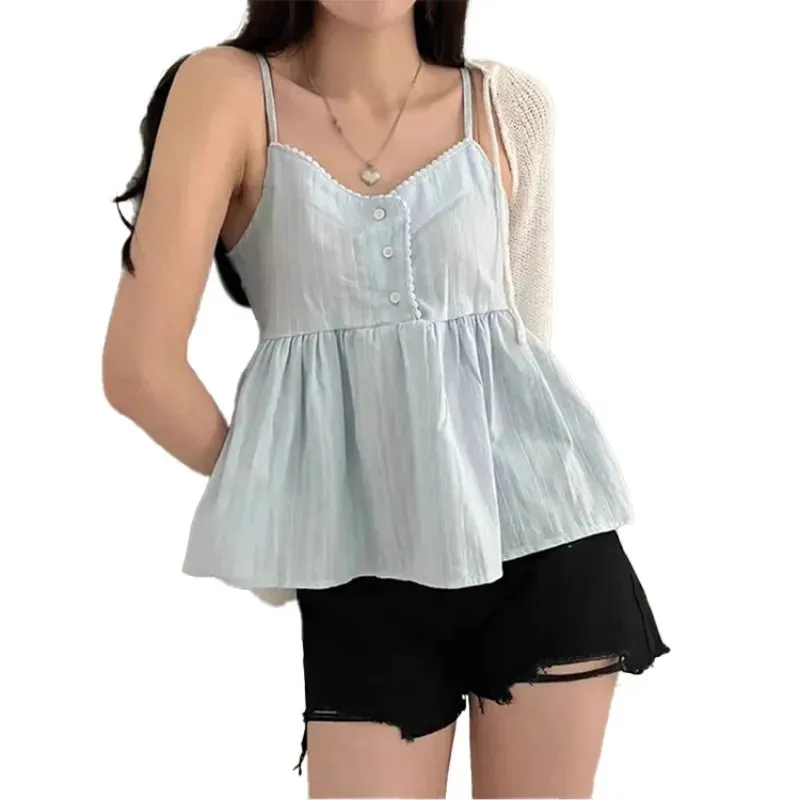 Women V Neck Lace Sleeveless Tank Tops Ladies Casual Loose Shirt Vest Tee Blouse Clothing