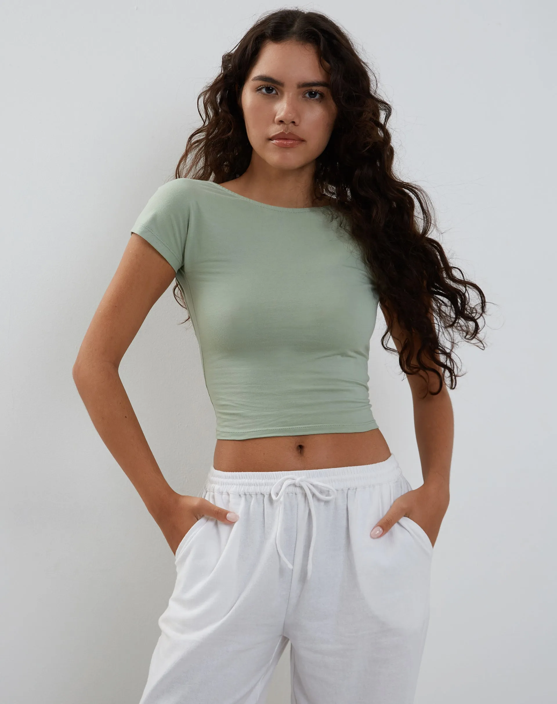 Xiwang Crop Top in Desert Sage